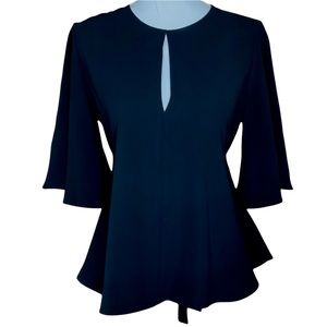 Zara Women’s Top XS Black Peplum 3/4 Sleeves Cocktail Blouse